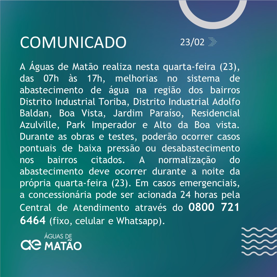 Anúncio - Comunicado sobre as sugestões de melhoria dos Campos de